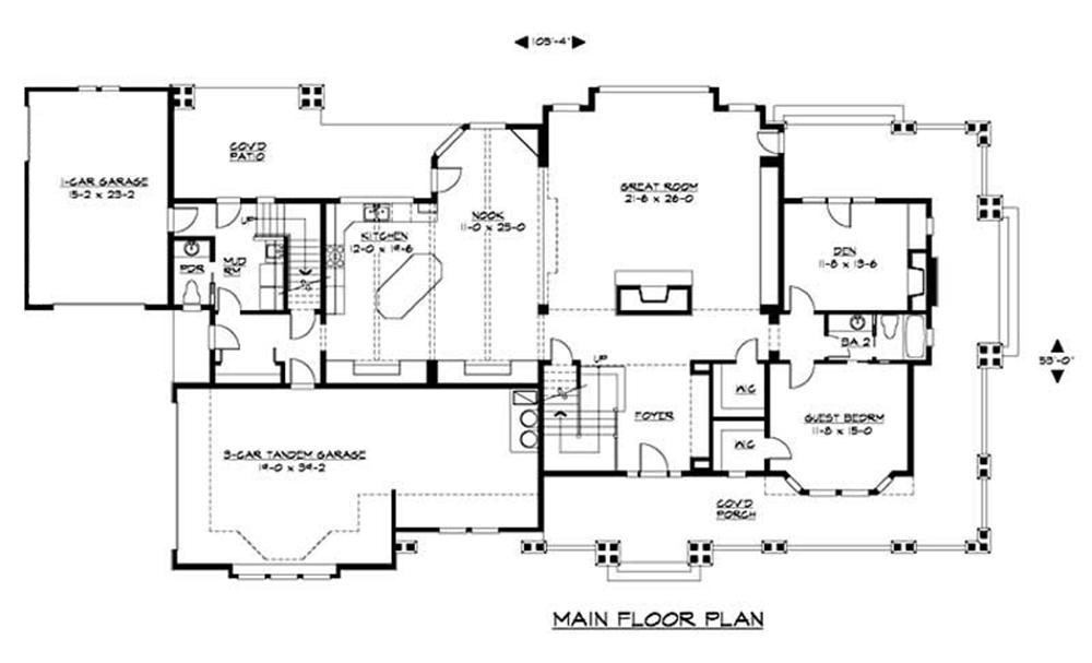 Floor Plan First Story of Craftsman Plan #115-1247